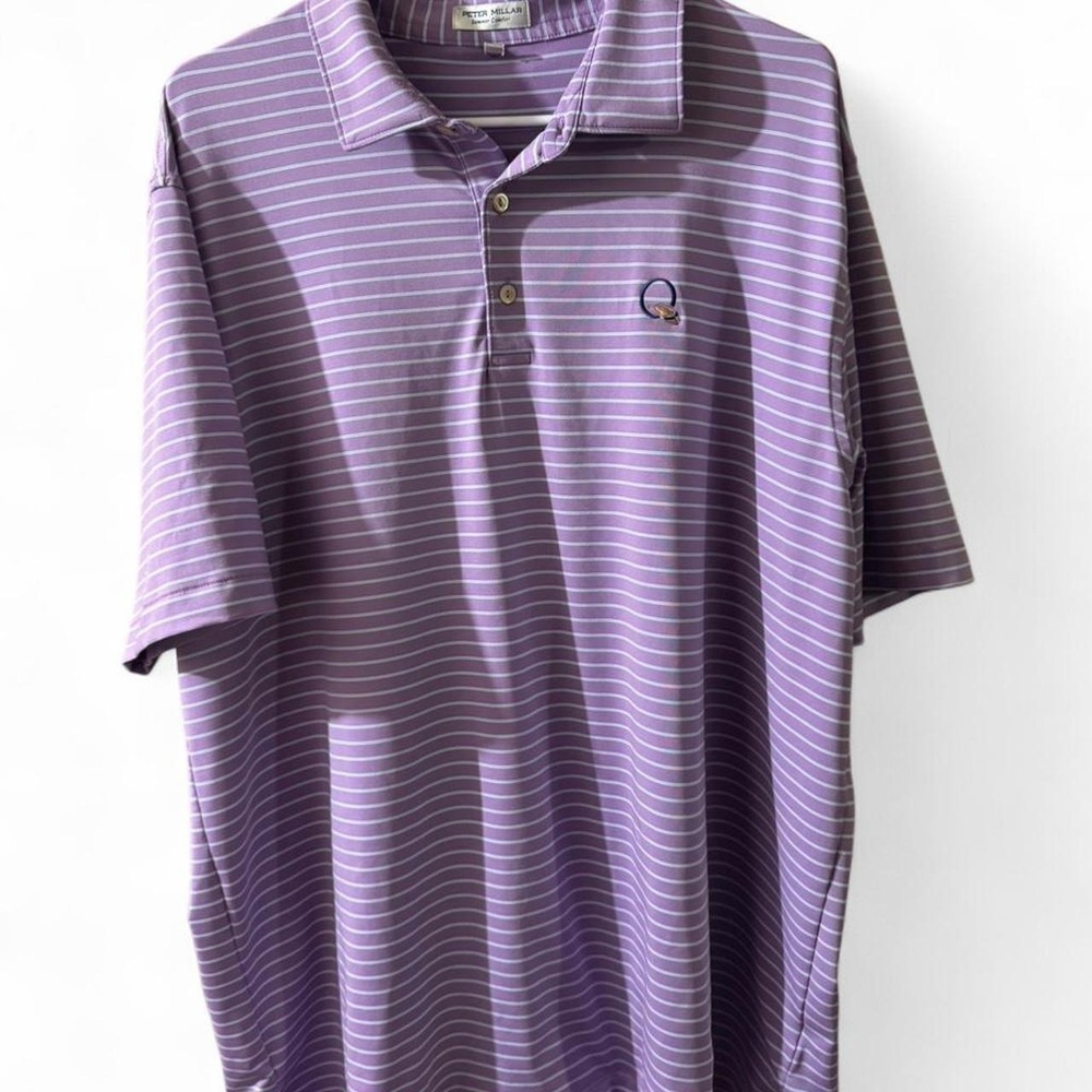 Peter Millar purple striped polo shirt Size XL